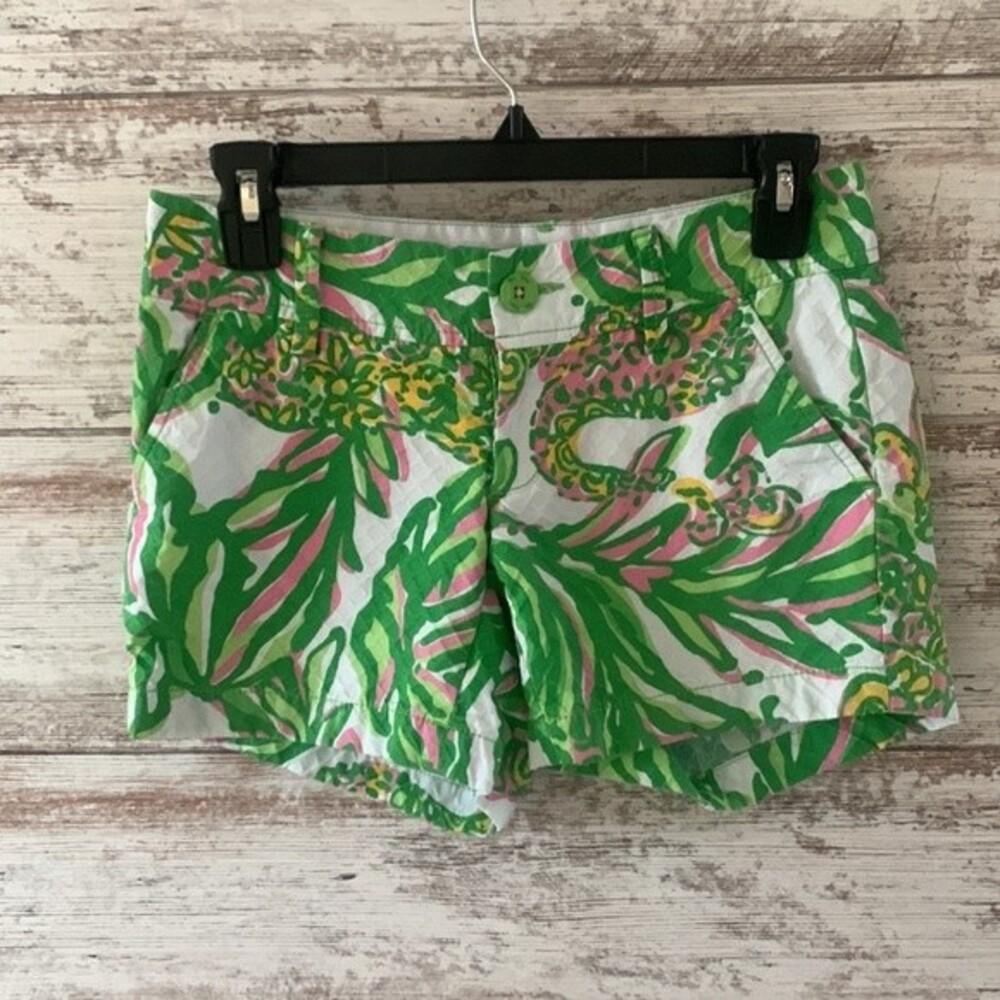Lilly Pulitzer Callahan Textured Shorts Green and White size 000